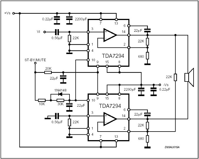 Мостовая схема включения TDA7294